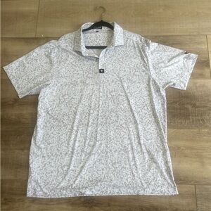 Bad Birdie NWOT Polo Shirt Men’s 2XL White Grey Geometric Camo Golf NEW Travel
